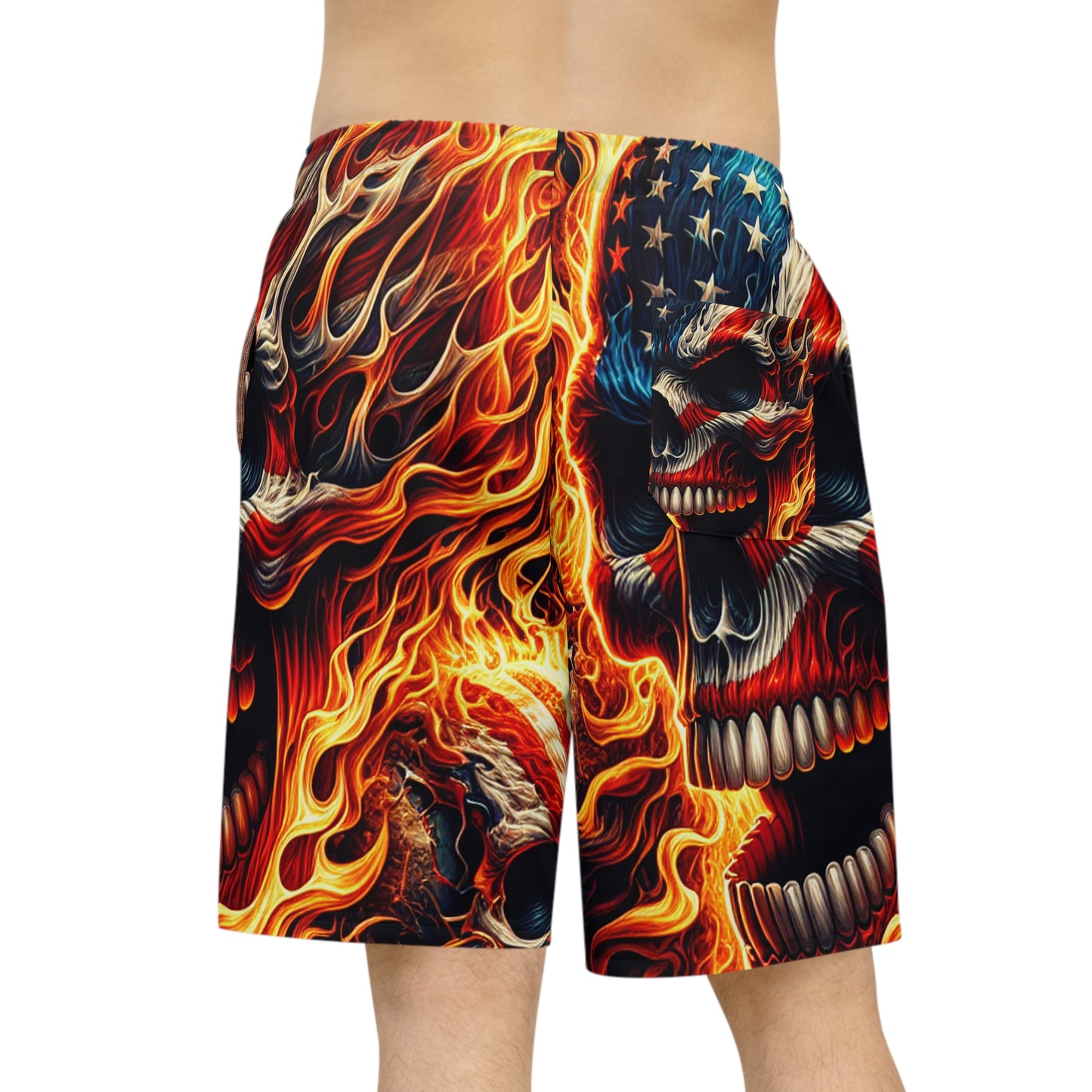 Skull Inferno Patriotism Dazzle Shorts - Patriotic Streetwear Shorts