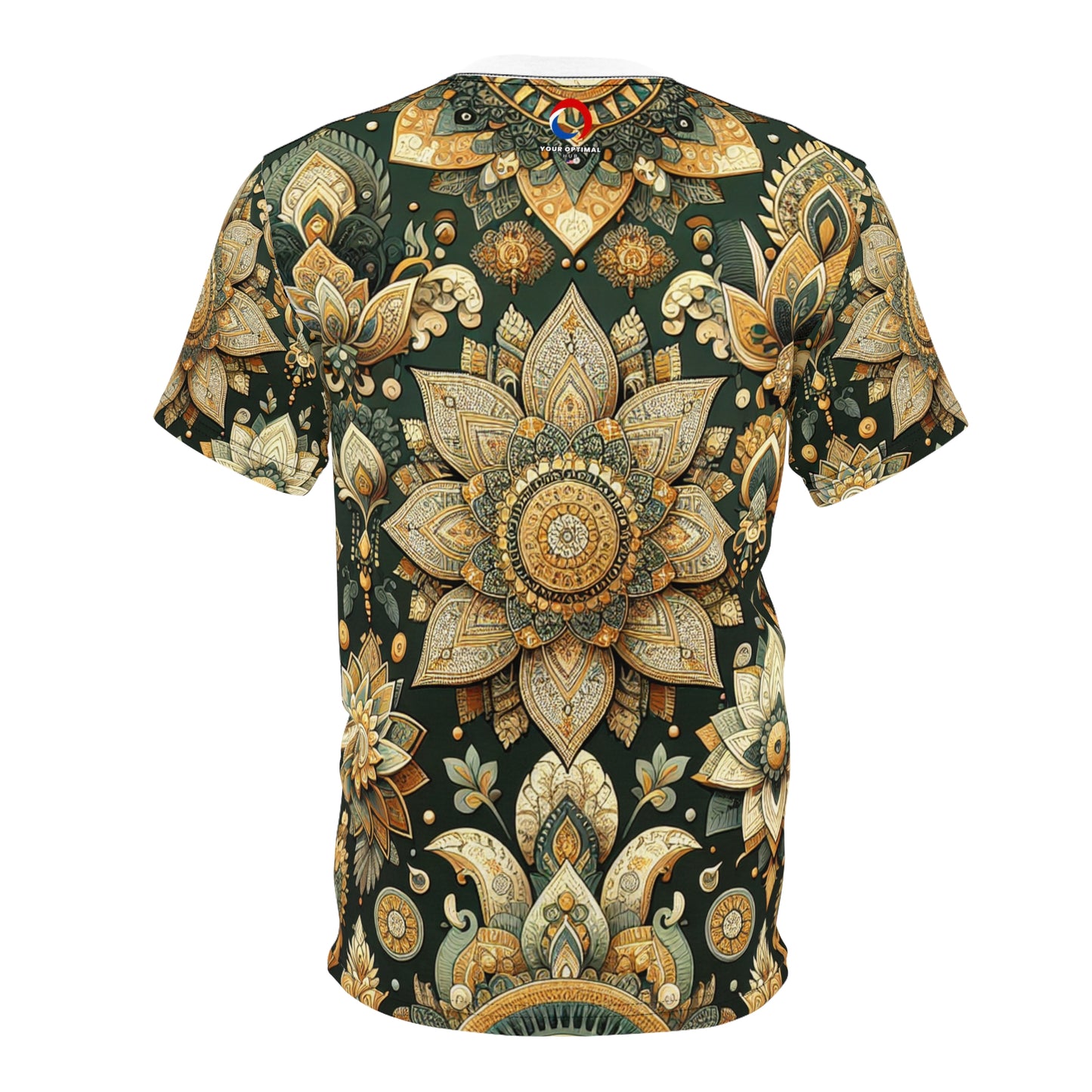 Traditional Indian Motif Inspired Seamless Pattern T-Shirt: Gold Reflective Design - Modern Asian Influenced Apparel - Indian Streetwear Tee