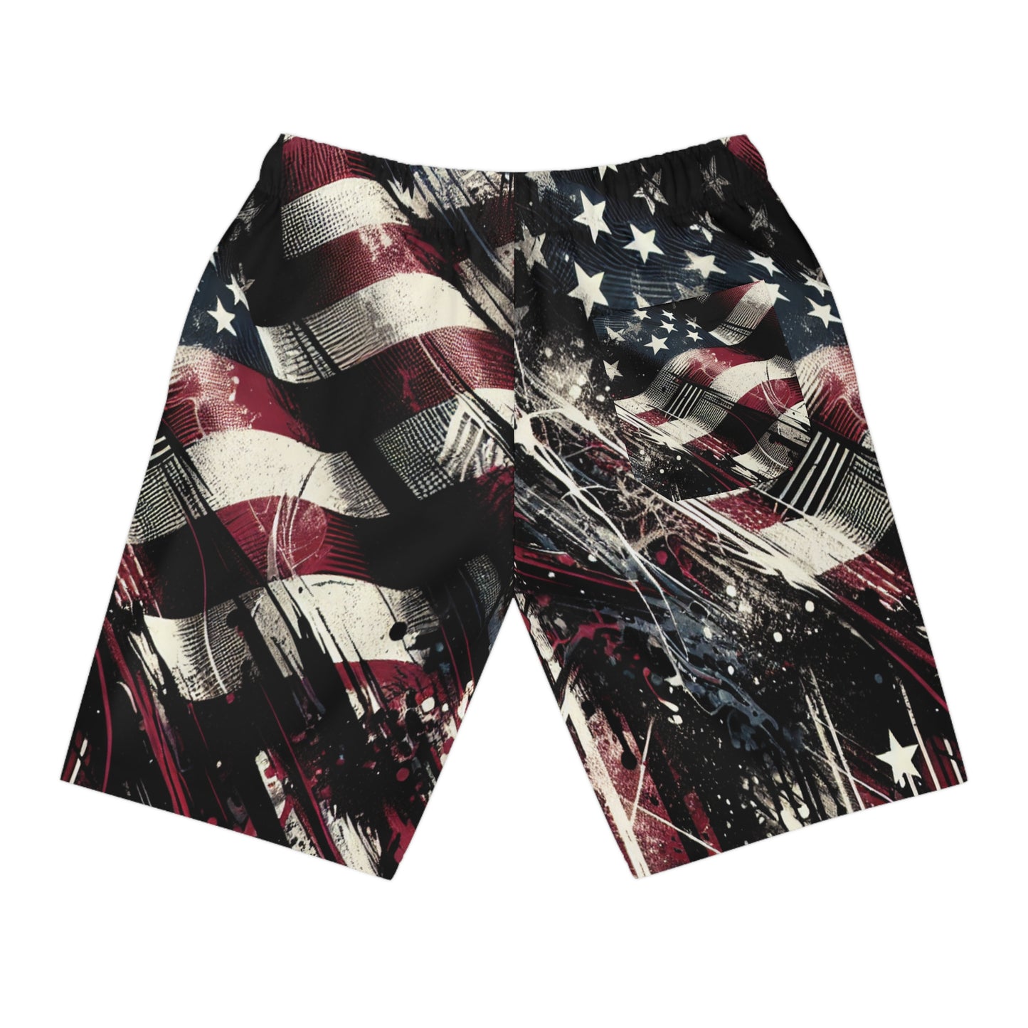 Distressed American Flag Grunge Shorts: Edgy Streetwear with Patriotic Graffiti Essence - Patriotic Streetwear Shorts